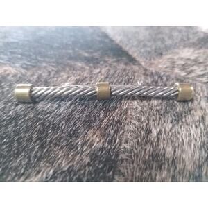 Vintage Taxco Mexico tt-2 925 Sterling Silver Twisted & Copper Capped Bar Brooch